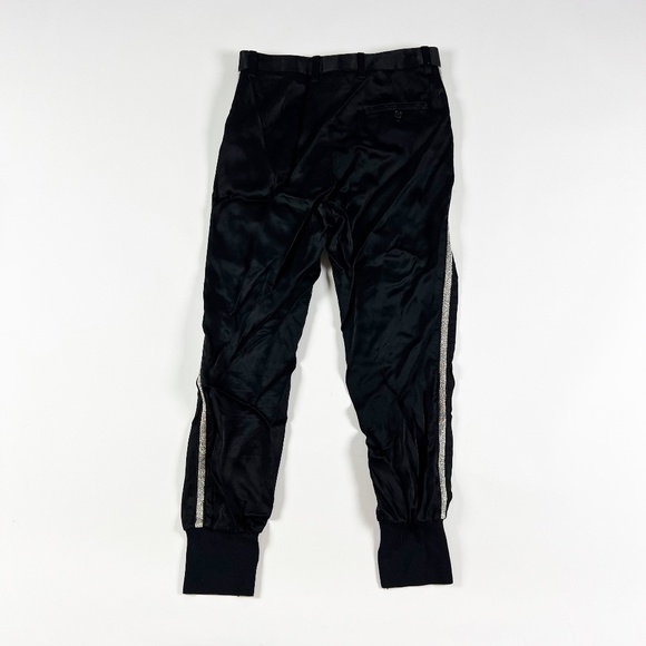 3.1 Phillip Lim Satin Beaded Tuxedo Stripe Trim Ankle Cropped Jogger Pants Black - Picture 4 of 4